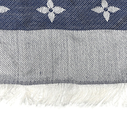 Louis Vuitton Silk Wool Monogram Denim Shawl Blue 4 of 4
