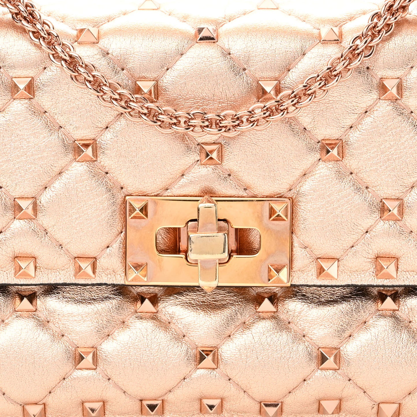 Metallic Nappa Small Rockstud Spike Shoulder Bag Rame