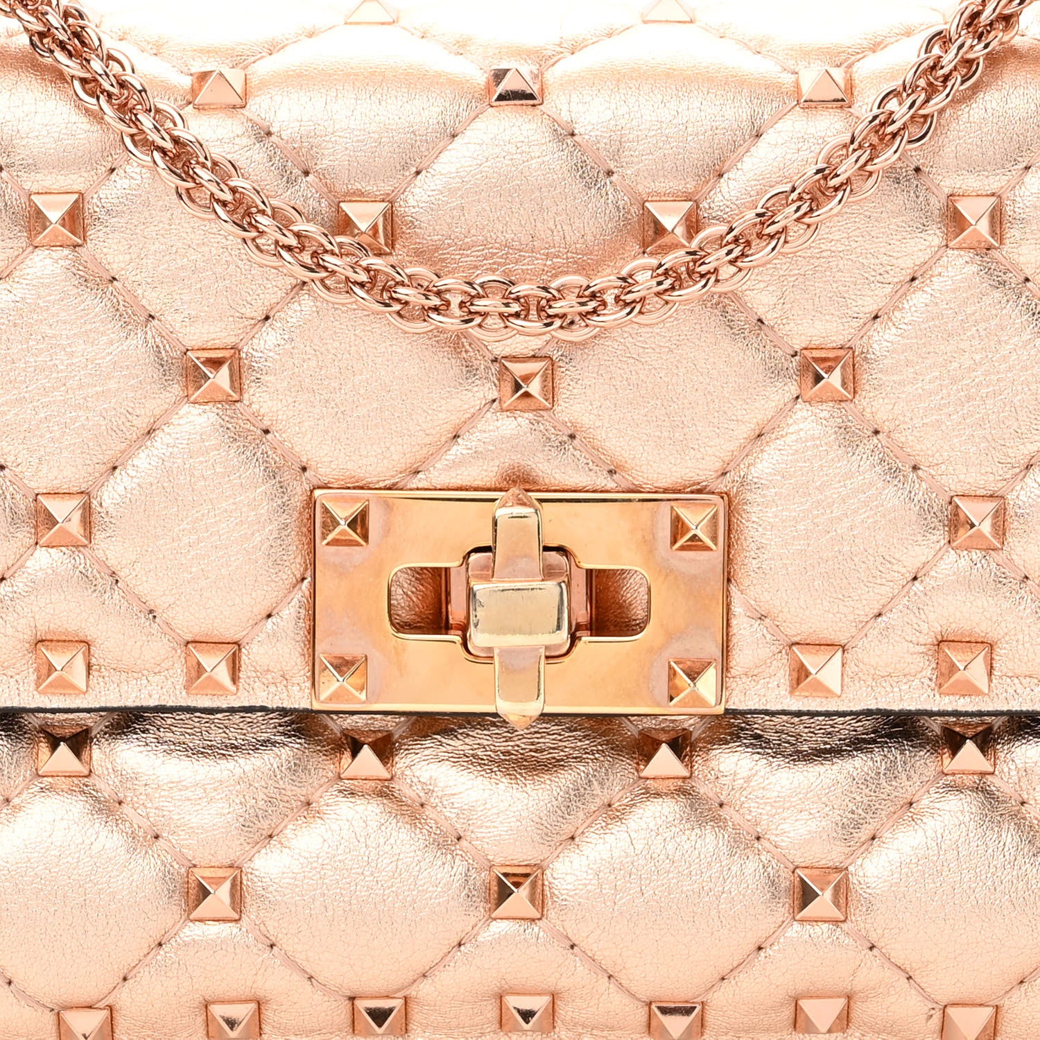 Valentino Garavani Metallic Nappa Small Rockstud Spike Shoulder Bag Rame 7 of 10