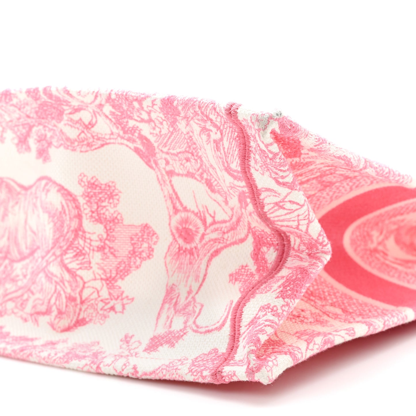 Canvas Embroidered Medium Dioriviera Toile De Jouy Book Tote Peony Pink