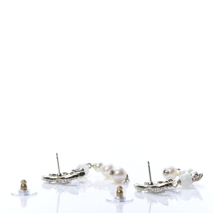 Chanel Pearl Crystal CC Drop Earrings Gold 3 of 5