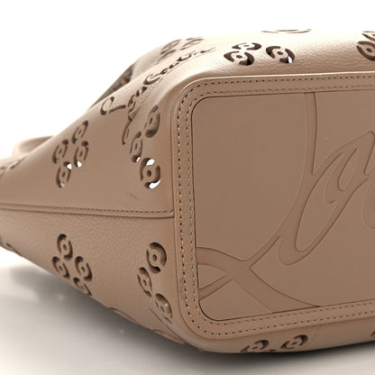 Christian Louboutin Calfskin Perforated Loubinthesky Small Cabarock Spikes Tote Beige 7 of 8