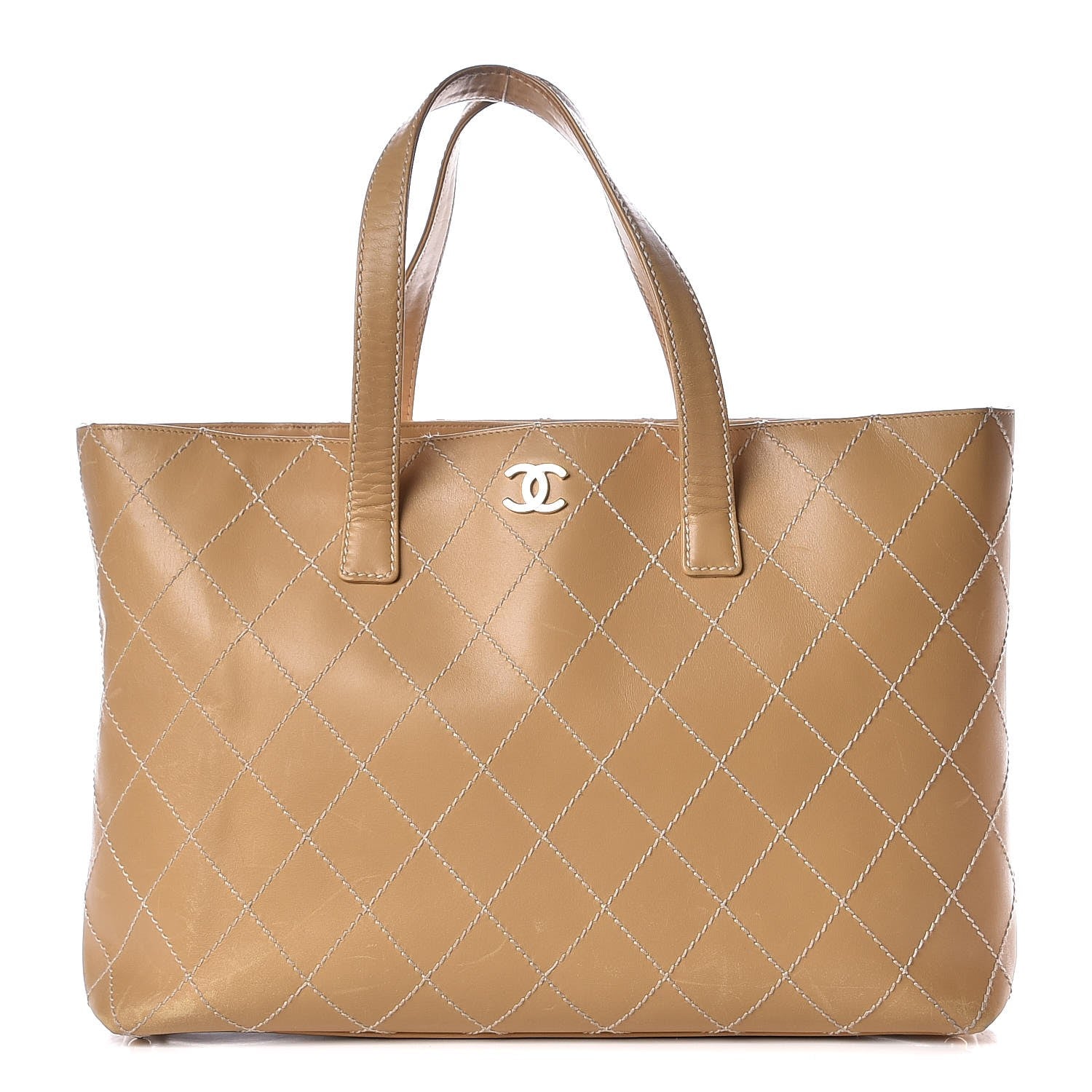 Chanel Calfskin Contrast Stitch Surpique Tote Beige 1 of 14