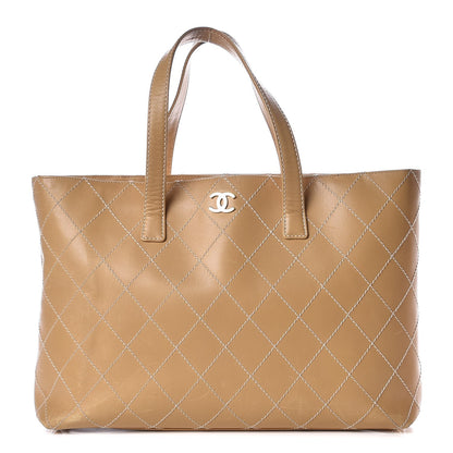 Chanel Calfskin Contrast Stitch Surpique Tote Beige 1 of 14
