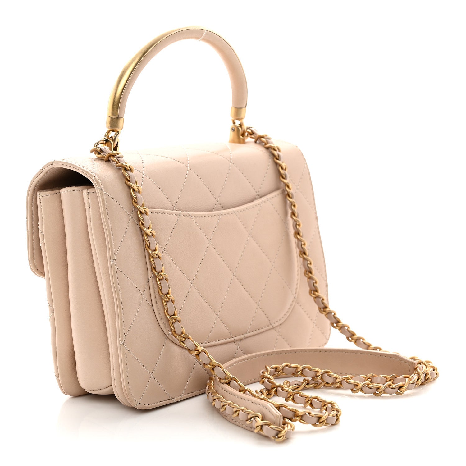 Chanel Lambskin Quilted Small Trendy Spirit Top Handle Bag Beige 3 of 12