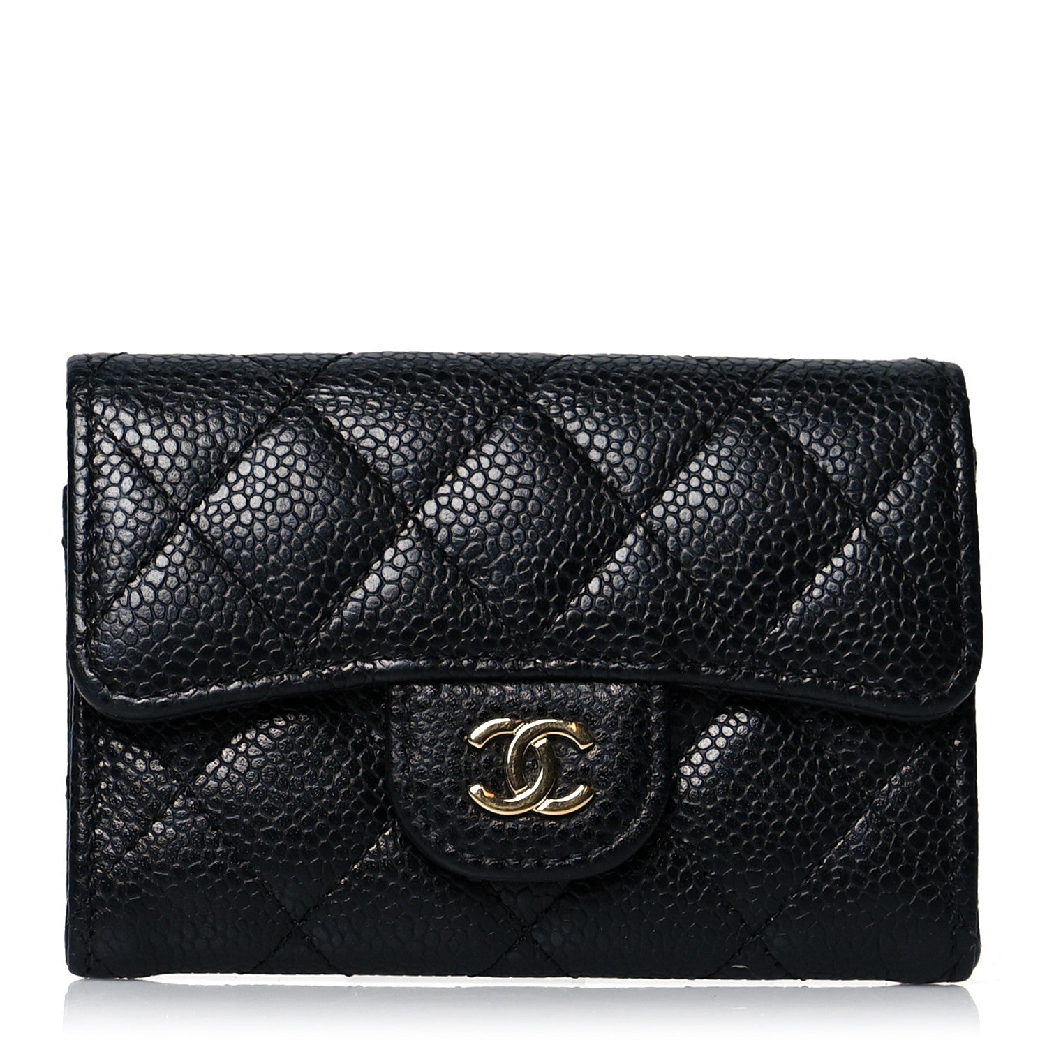 Chanel Caviar Quilted Flap Card Holder Wallet Black 1 of 8
