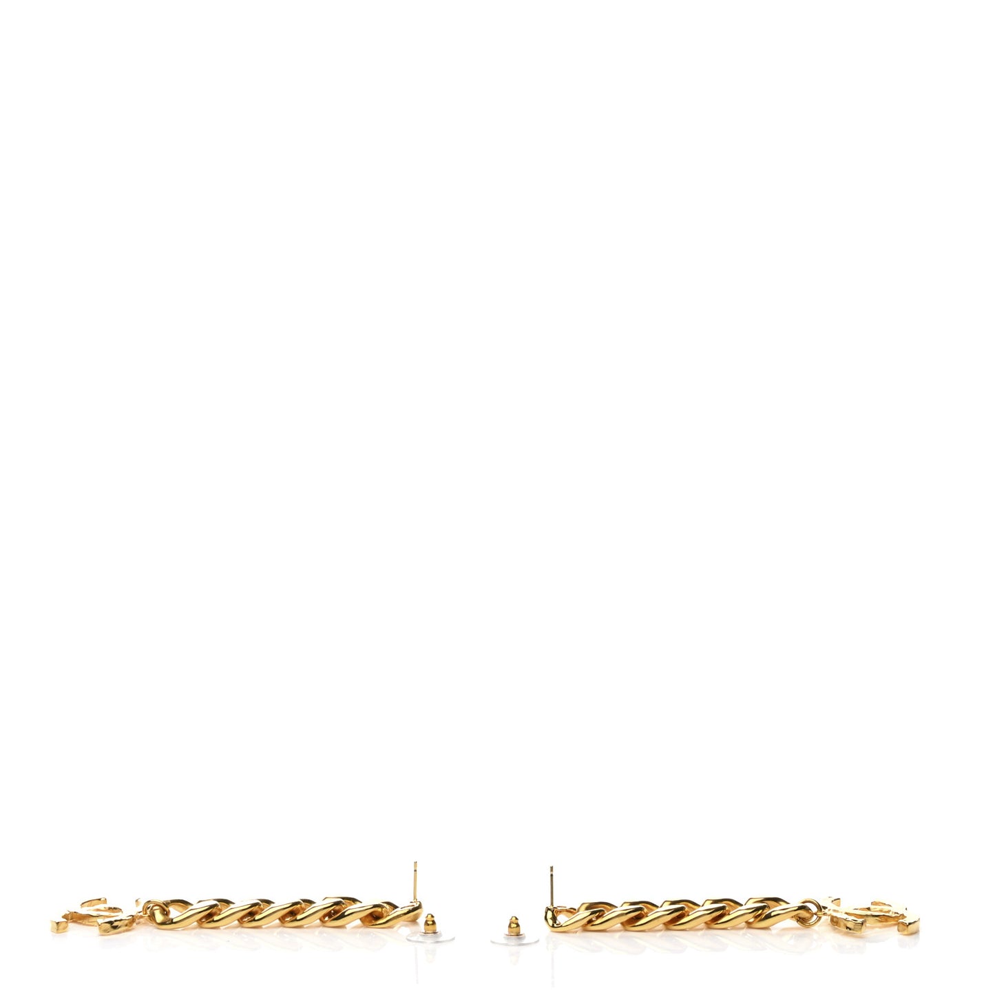 Metal CC Pick Drop Earrings Gold