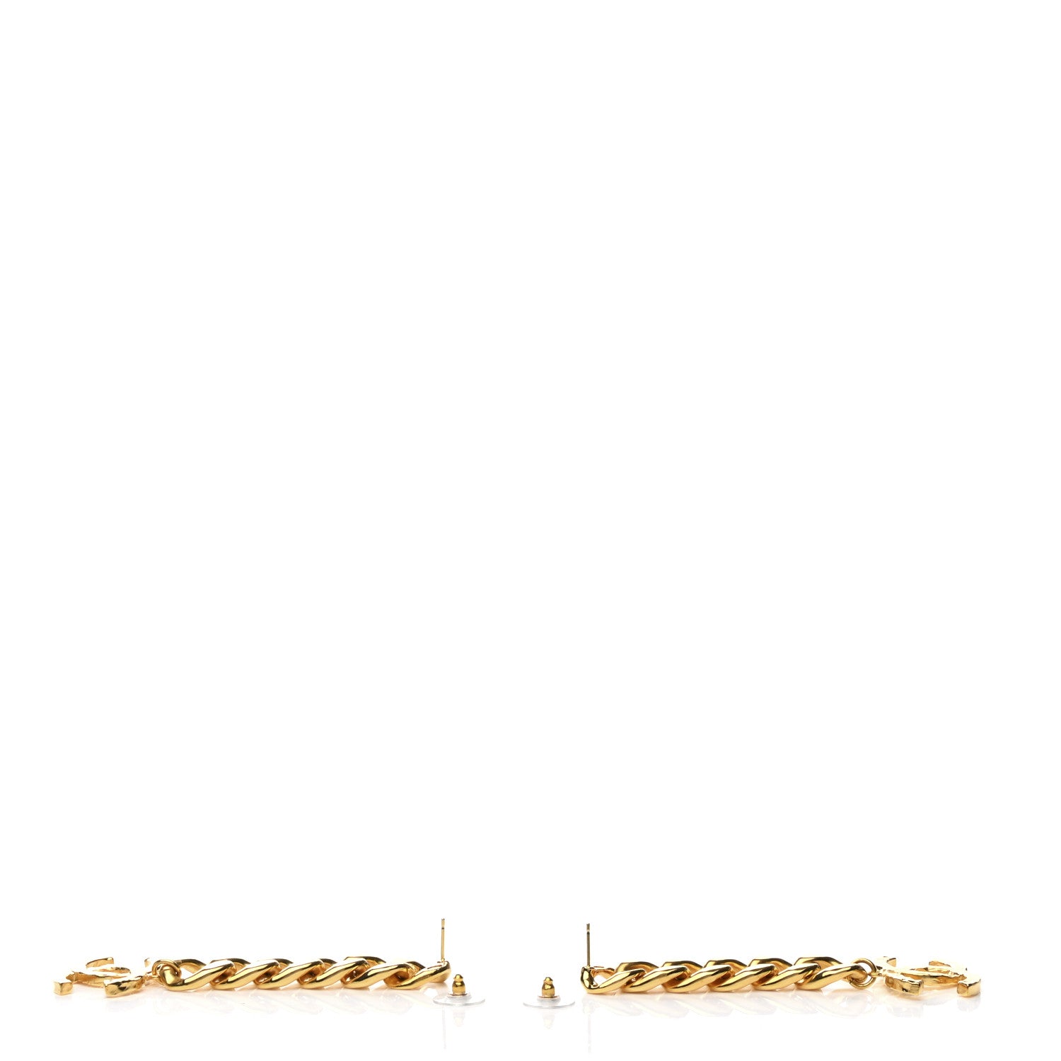 Chanel Metal CC Pick Drop Earrings Gold 3 of 5