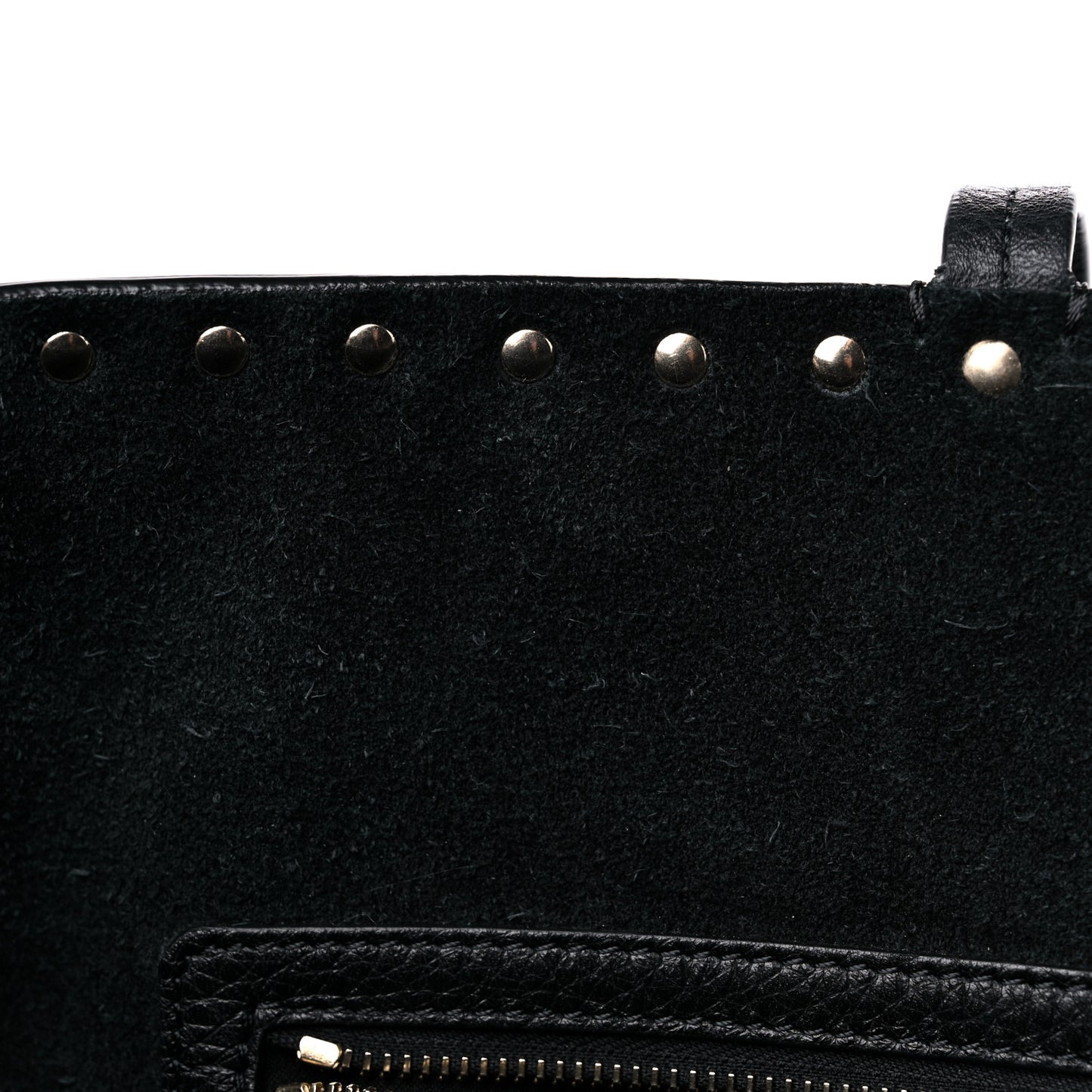Grained Calfskin Rockstud Shoulder Tote Black