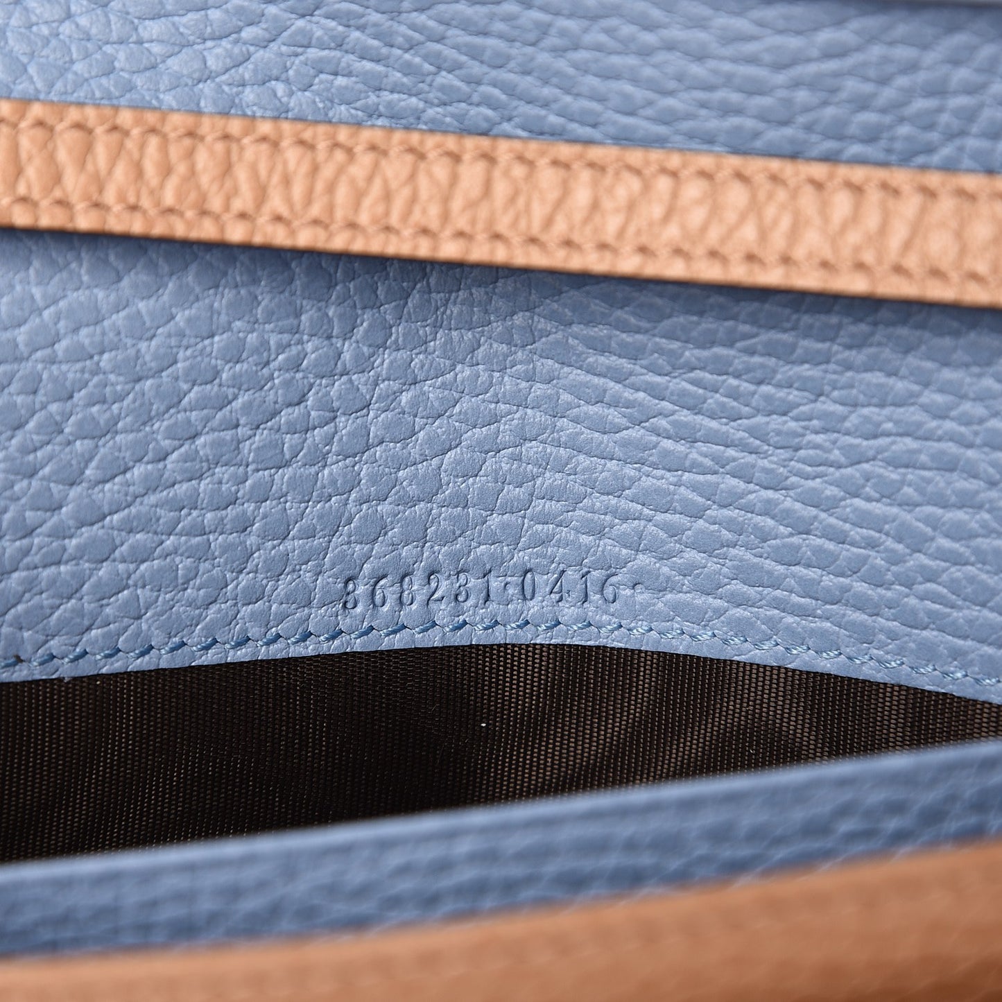 Dollar Calfskin Mini Swing Wallet Bag Camelia Mineral Blue