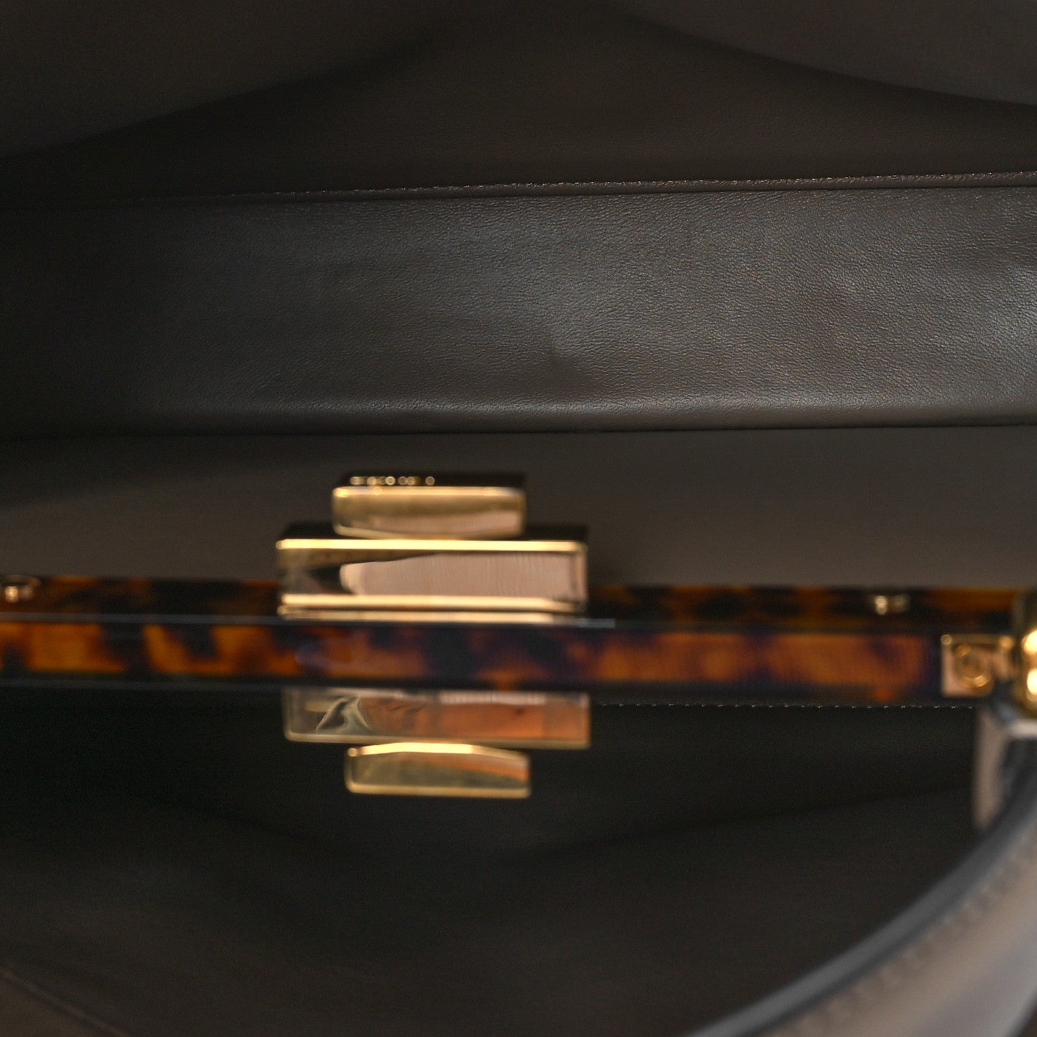 Fendi Vitello Seta Shiny Nappa Plexiglass Medium Peekaboo I SEE U Satchel Tortora 6 of 9