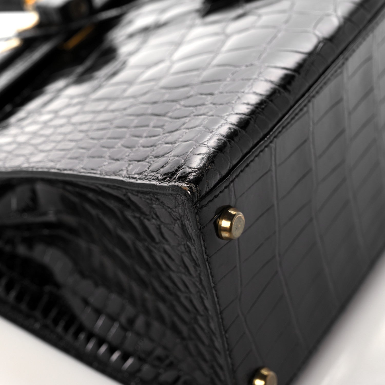Hermes Shiny Alligator Kelly Sellier 28 Black 11 of 20