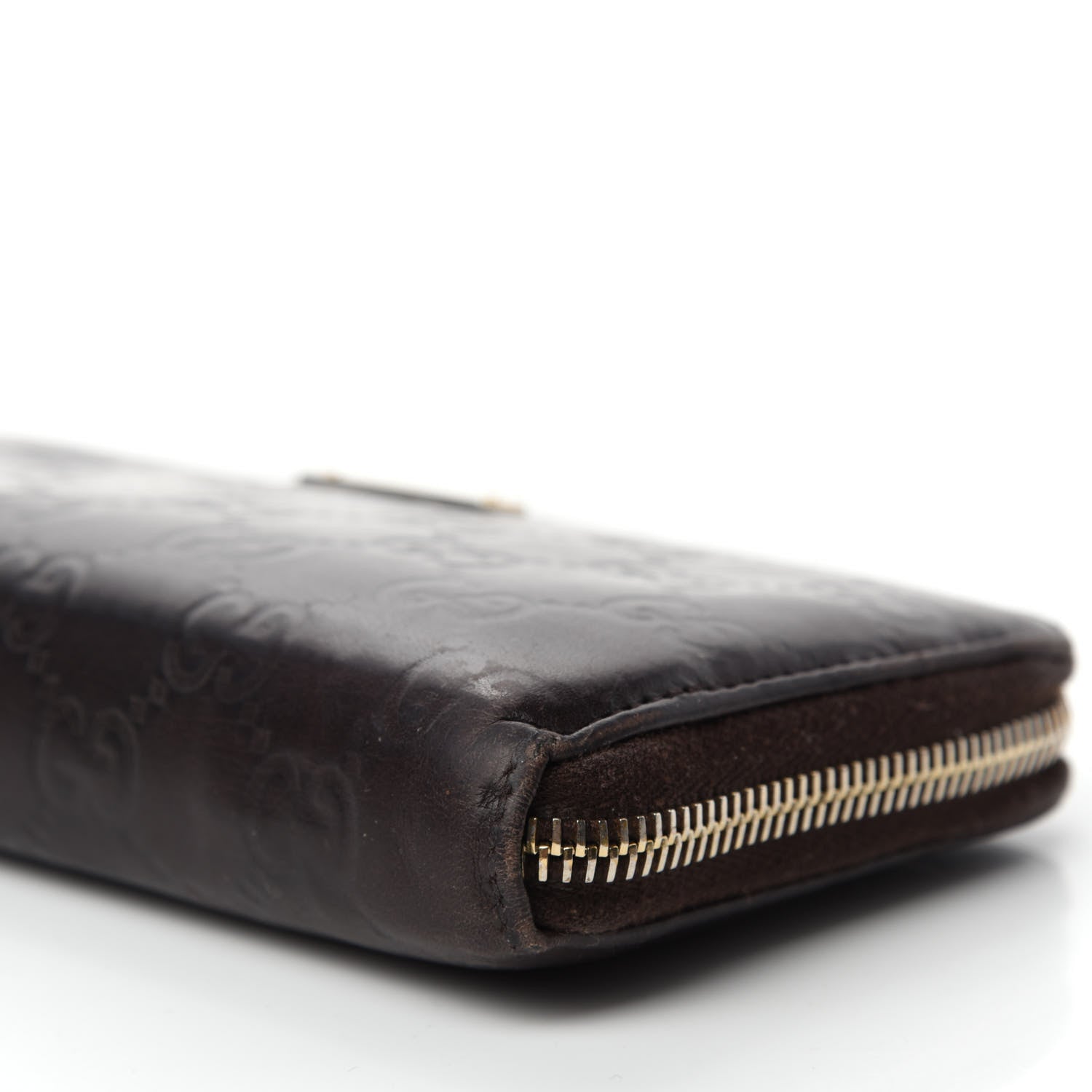 Gucci Guccissima Margaux Calfskin Metal Bar Zip Around Wallet Chocolate 7 of 11