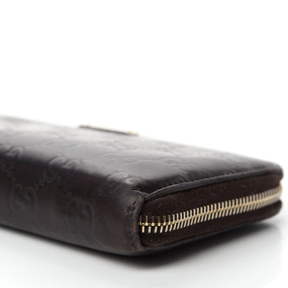 Gucci Guccissima Margaux Calfskin Metal Bar Zip Around Wallet Chocolate 7 of 11