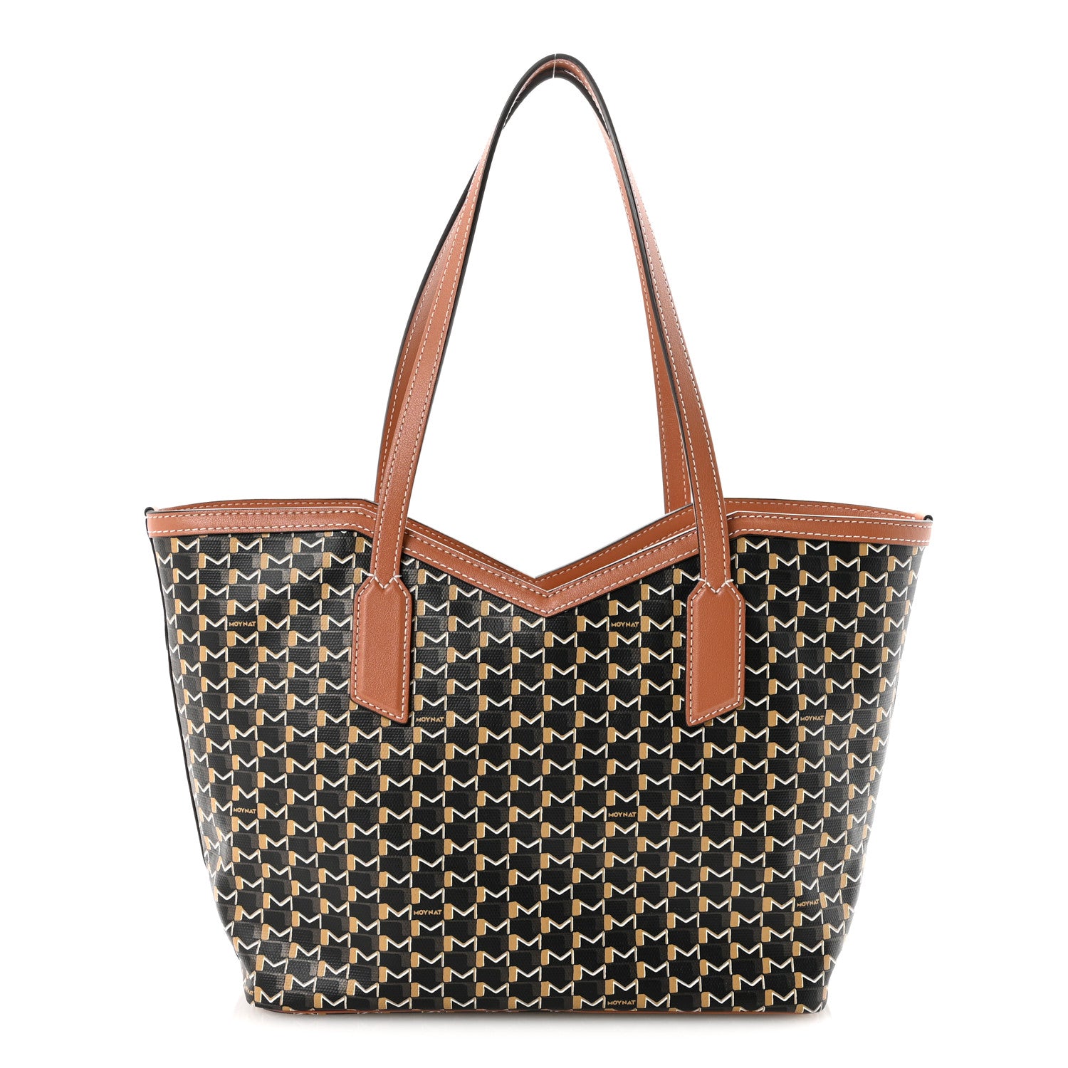 Moynat Calfskin Canvas M Tote PM Brown 1 of 10