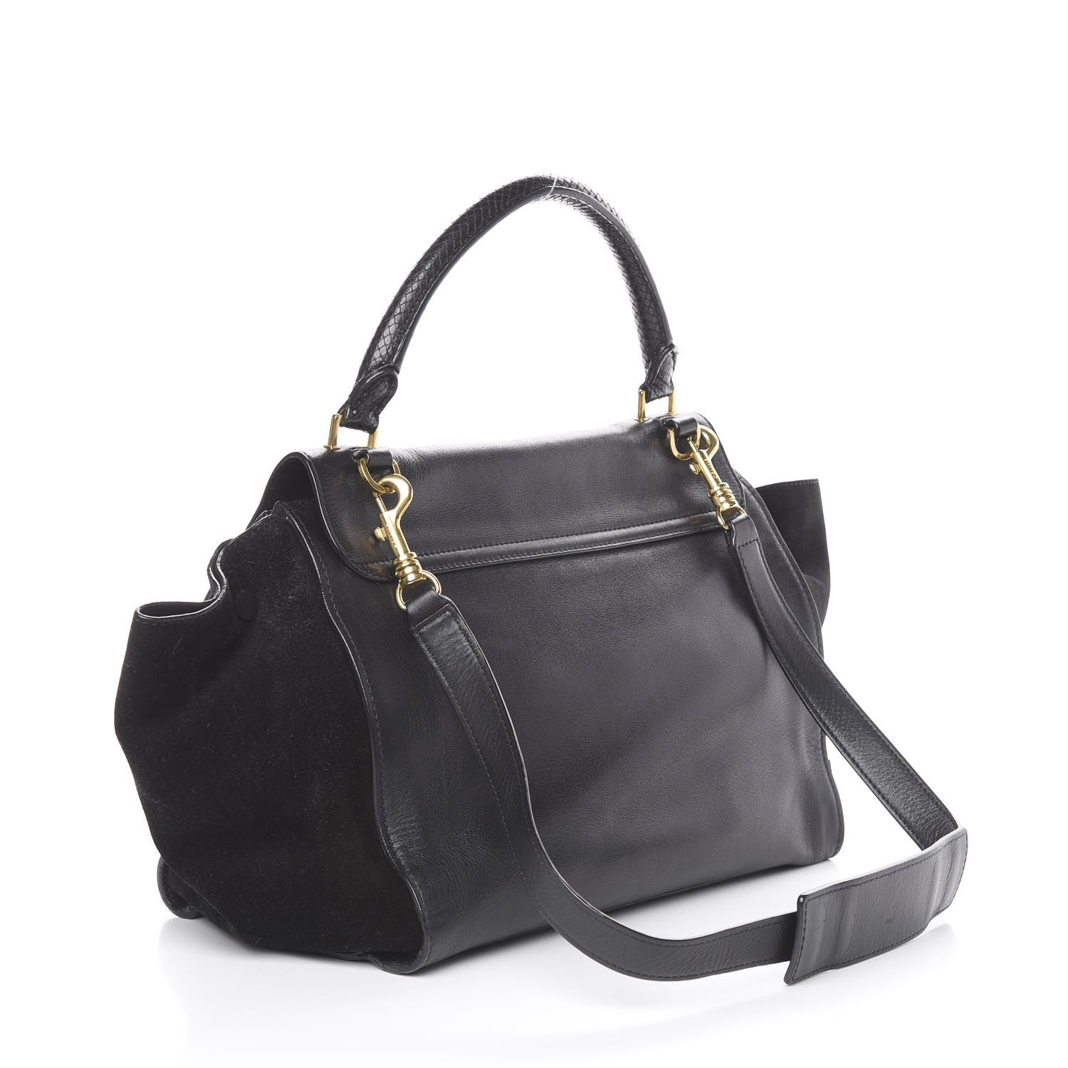 Celine Smooth Calfskin Suede Medium Trapeze Black 2 of 8