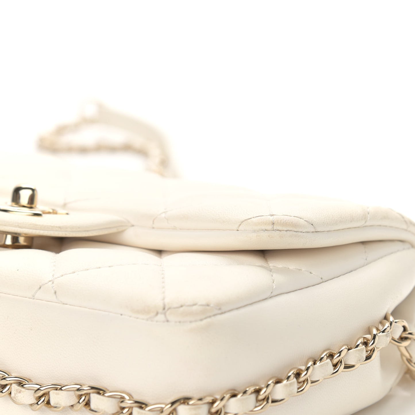 Lambskin Quilted Mini My Precious Flap White