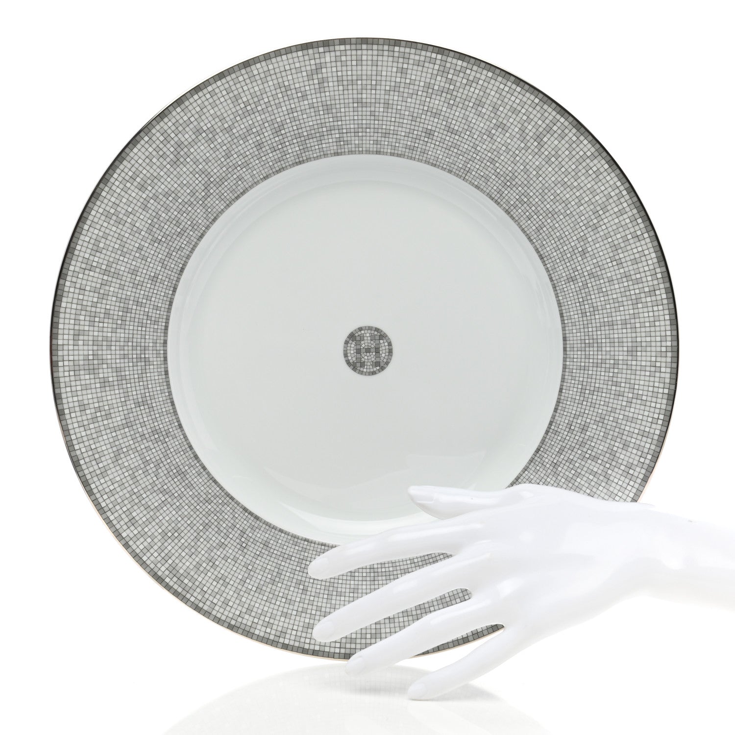 Hermes Porcelain Mosaique Au 24 Platine Presentation Plate Set of 2 2 of 7