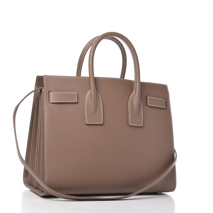 Saint Laurent Grained Calfskin Topstitch Small Classic Sac De Jour Taupe 3 of 10