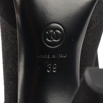 Chanel Suede Lambskin Tall Zip Boots 39 Black 7 of 8