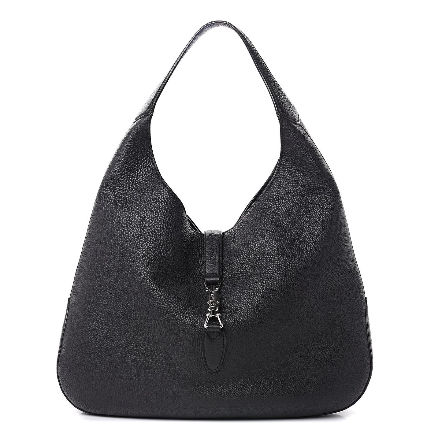 Soft Grained Calfskin Large Jackie Hobo Black