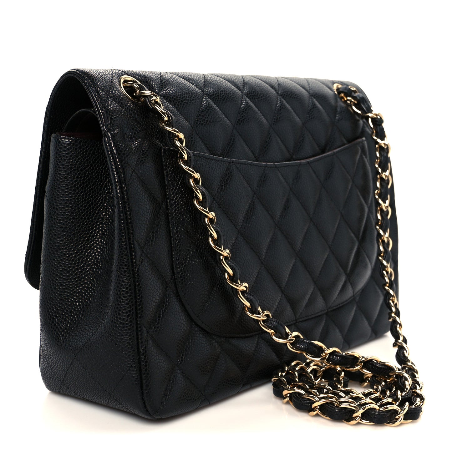 Caviar Quilted Jumbo Double Flap Black