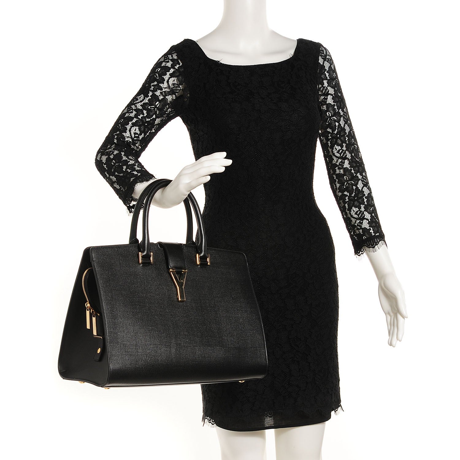 Saint Laurent Textured Calfskin Medium Classic Cabas Y Black 2 of 7