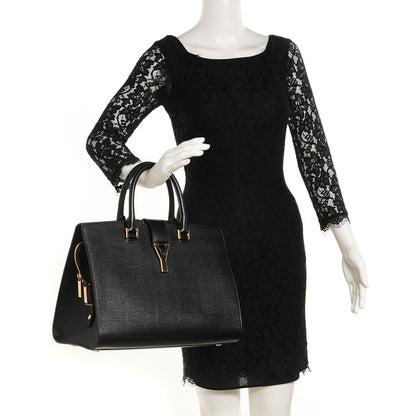 Saint Laurent Textured Calfskin Medium Classic Cabas Y Black 2 of 7