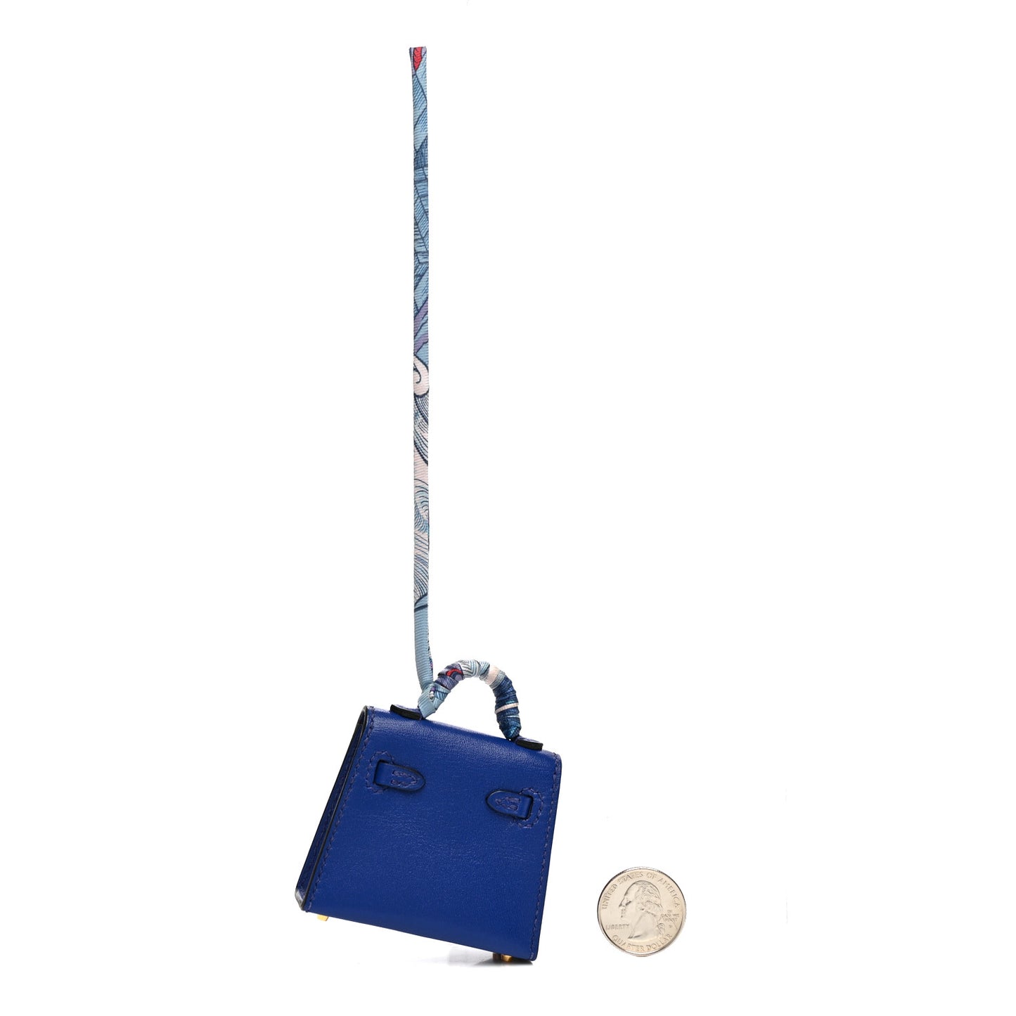 Tadelakt Mini Kelly Twilly Bag Charm Bleu Electrique