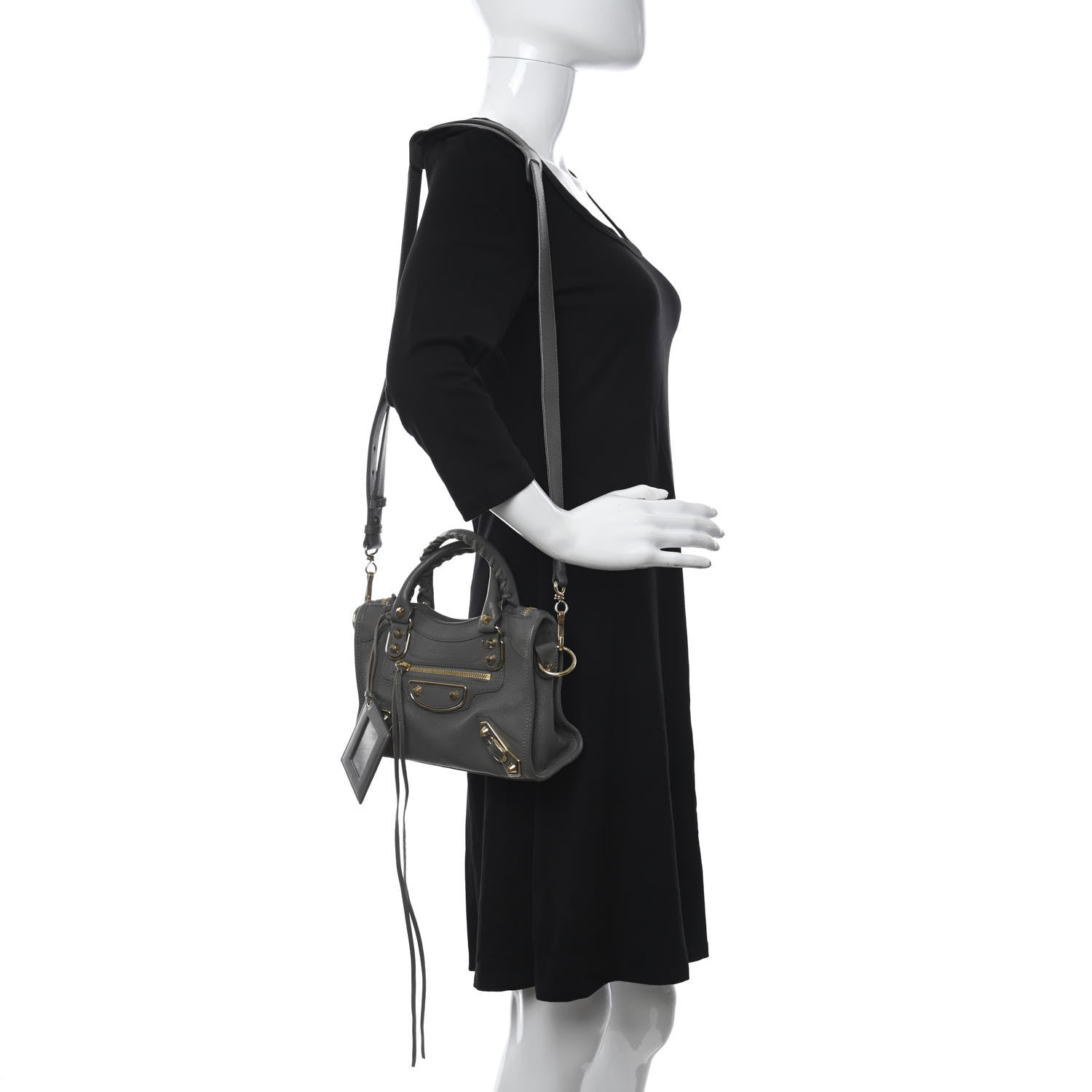 Balenciaga Chevre Gold Metallic Edge Hardware Mini City Gris Acier 2 of 12