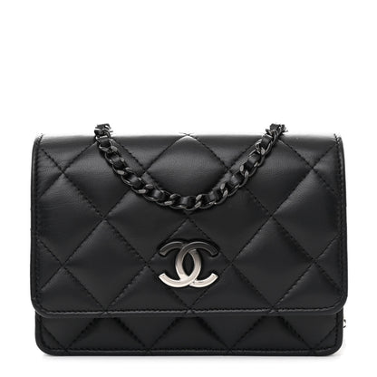 Chanel Lambskin Quilted CC Clutch on Chain WOC Black 1 of 12
