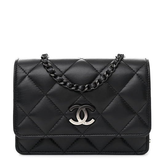 Lambskin Quilted CC Clutch on Chain WOC Black