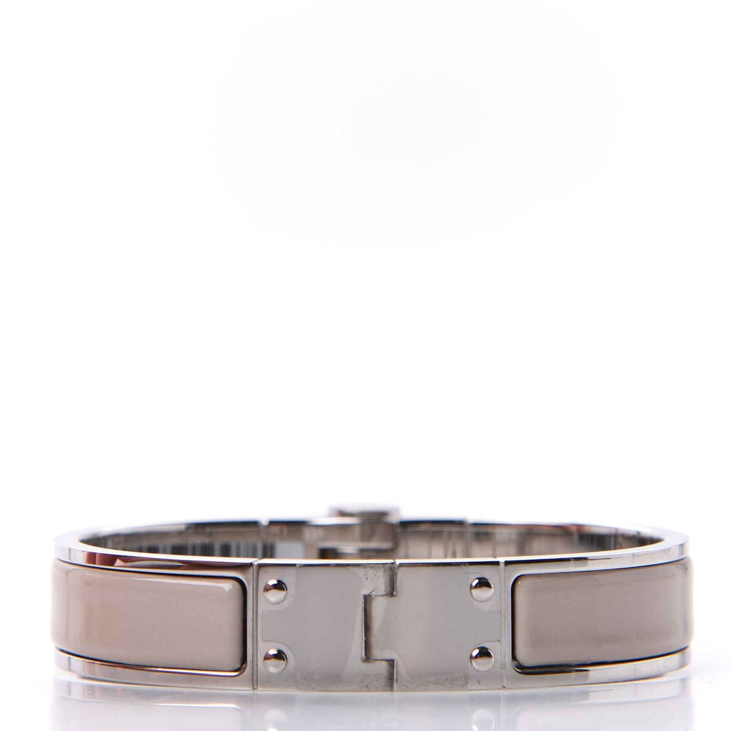 Enamel Charniere Uni Narrow Hinged Bracelet S Beige Rose