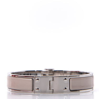 Hermes Enamel Charniere Uni Narrow Hinged Bracelet S Beige Rose 3 of 12