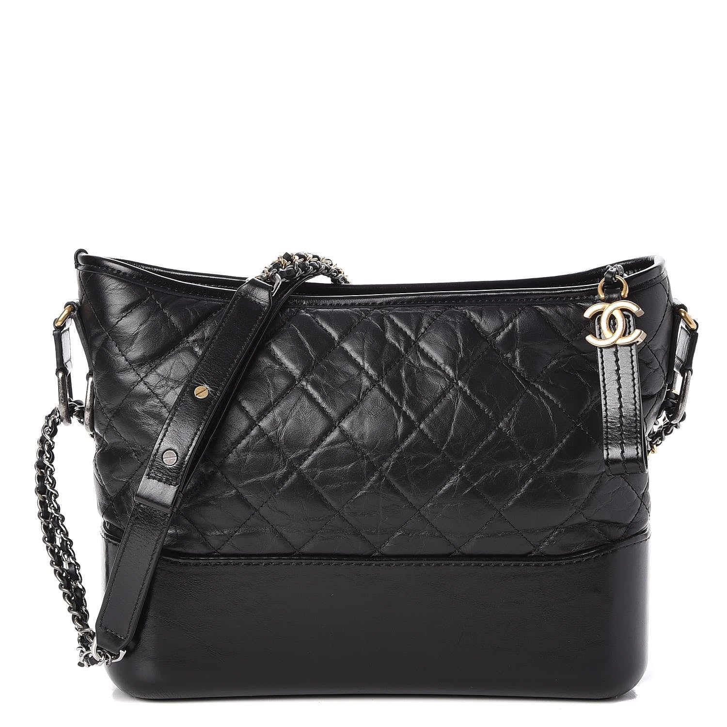 Chanel Aged Calfskin Quilted Medium Gabrielle Hobo Black 1 of 7