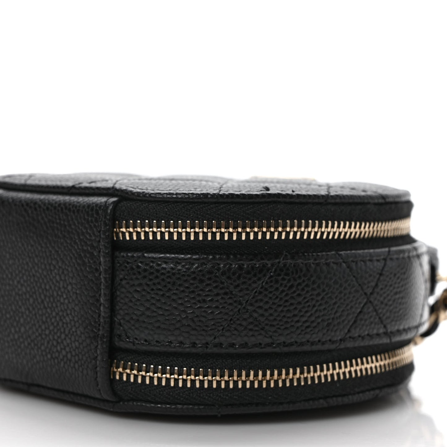 Caviar Quilted Round Handle With Care Vanity With Chain Black