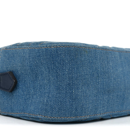 Gucci Denim Matelasse Embroidered Small GG Marmont Chain Shoulder Bag Blue 9 of 11