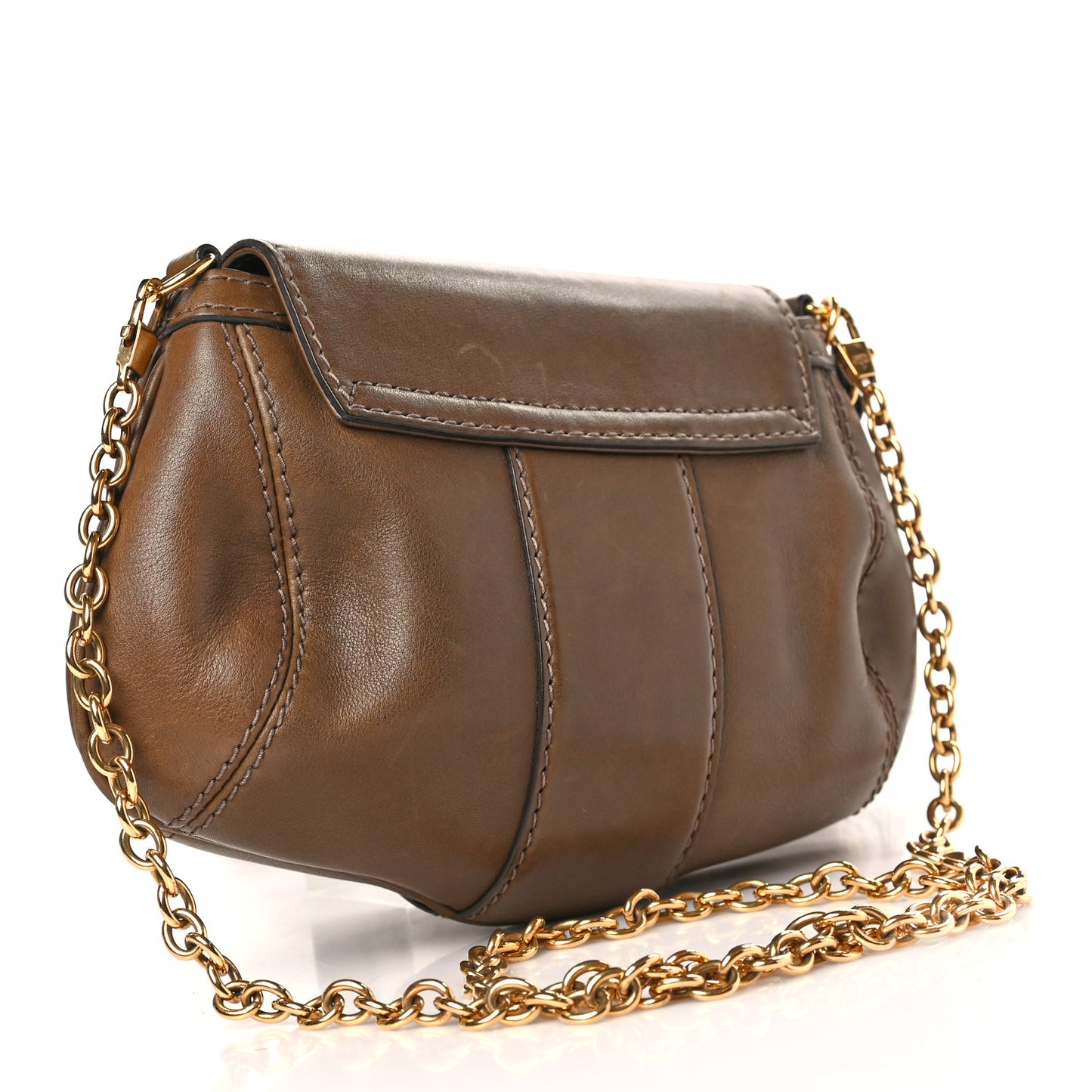 Calfskin Raccoon Tail Small Smilla Chain Bag Green