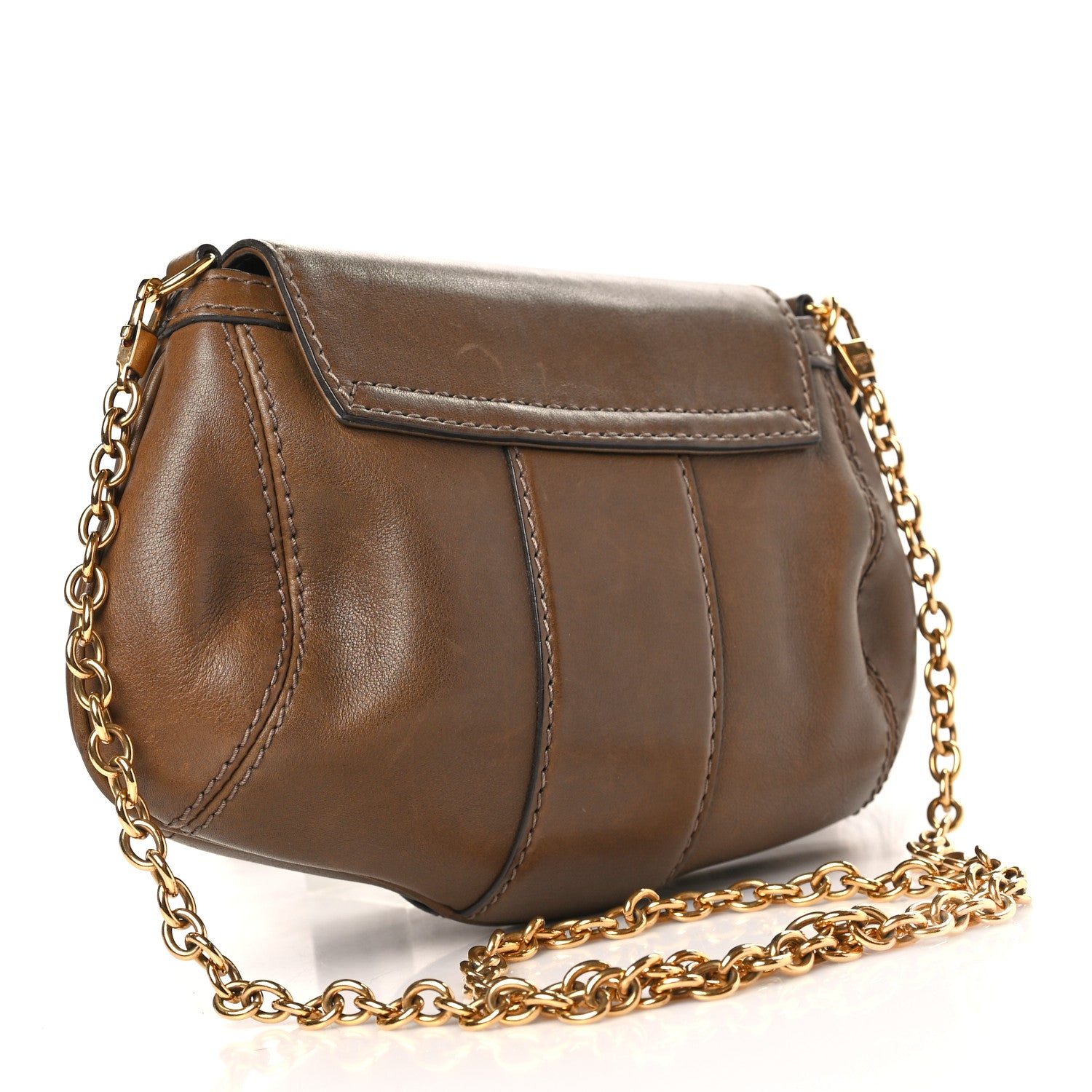 Gucci Calfskin Raccoon Tail Small Smilla Chain Bag Green 3 of 9