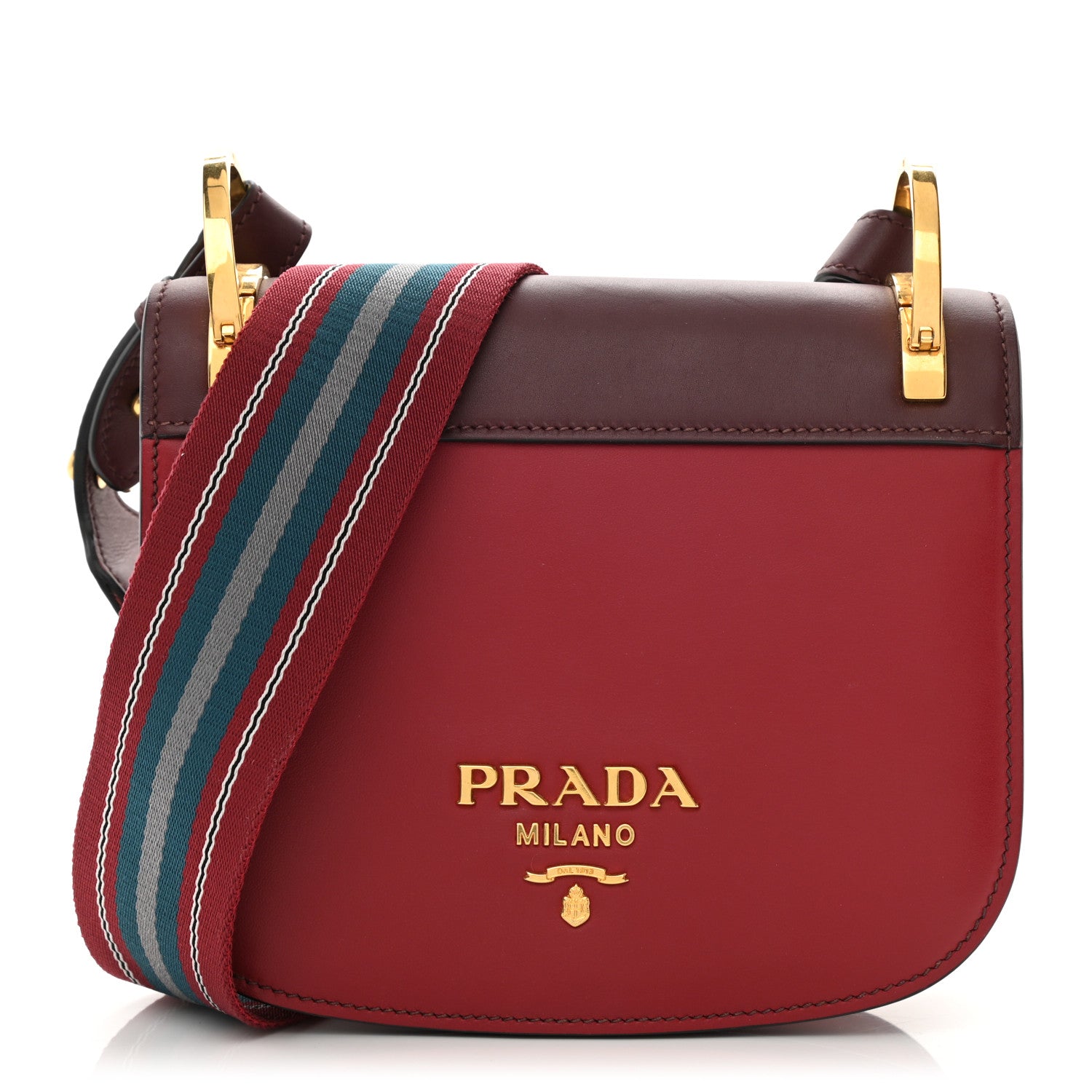 Prada City Calf Pionniere Saddle Bag Rubino Granato 1 of 9