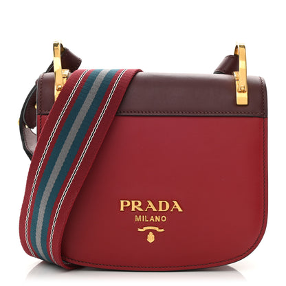 Prada City Calf Pionniere Saddle Bag Rubino Granato 1 of 9