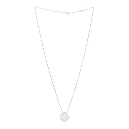 Van Cleef & Arpels 18K White Gold Mother of Pearl Vintage Alhambra Pendant Necklace 2 of 5