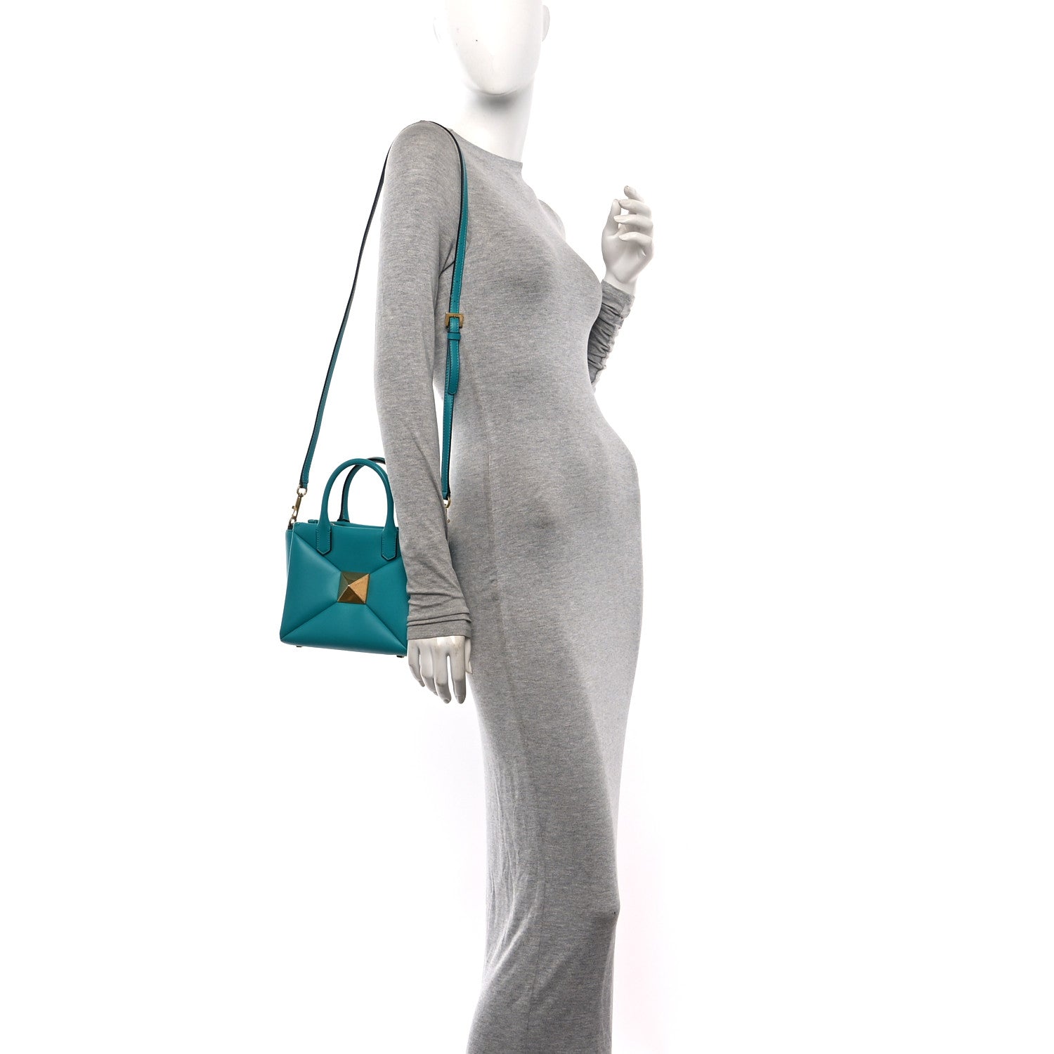Valentino Garavani Nappa Small One Stud Handbag Marine Green 2 of 9