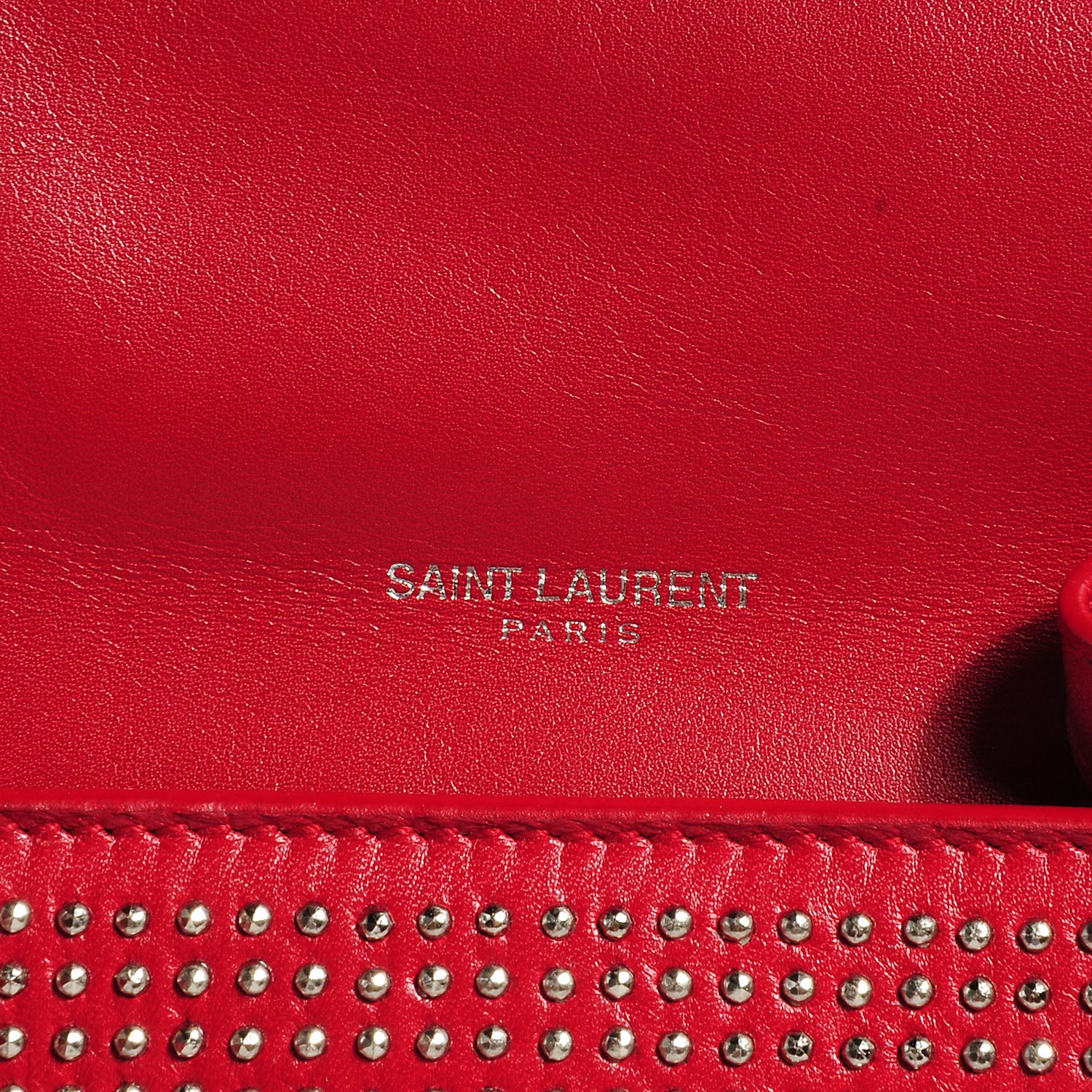 Saint Laurent Leather Studded Classic Duffle 6 Red 5 of 8