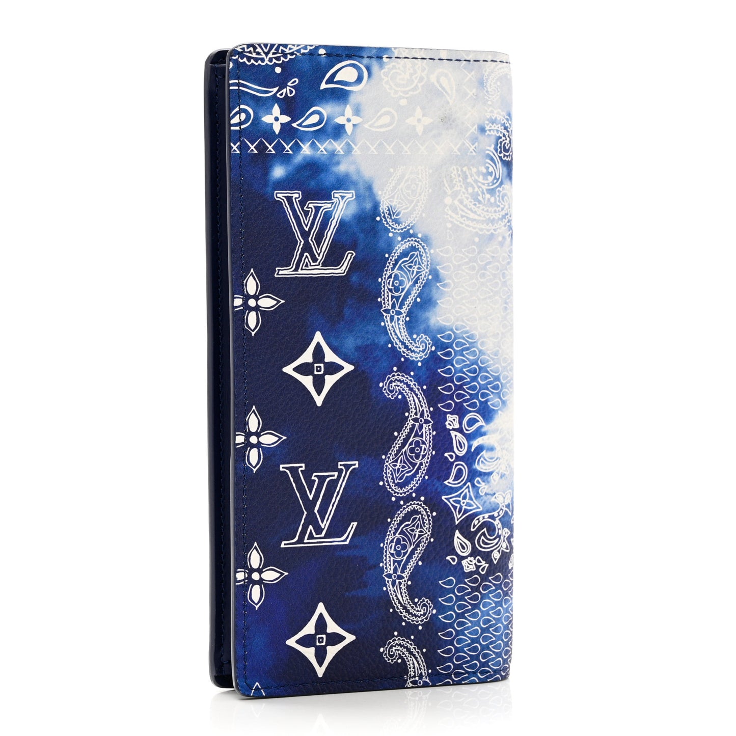 Cowhide Monogram Bandana Brazza Wallet Blue