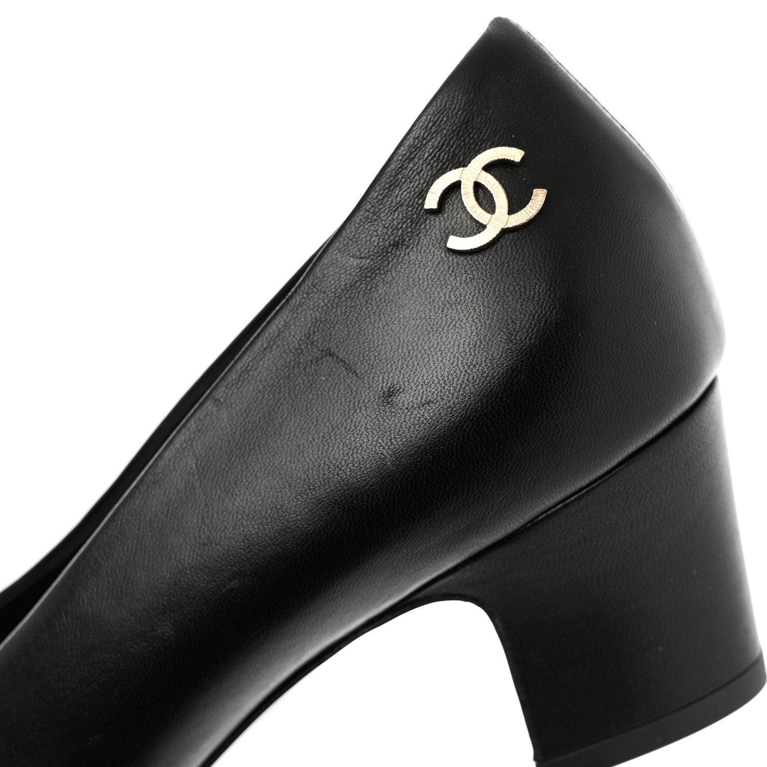 Chanel Lambskin Patent Calfskin Cap Toe CC Pumps 38 Black 12 of 14