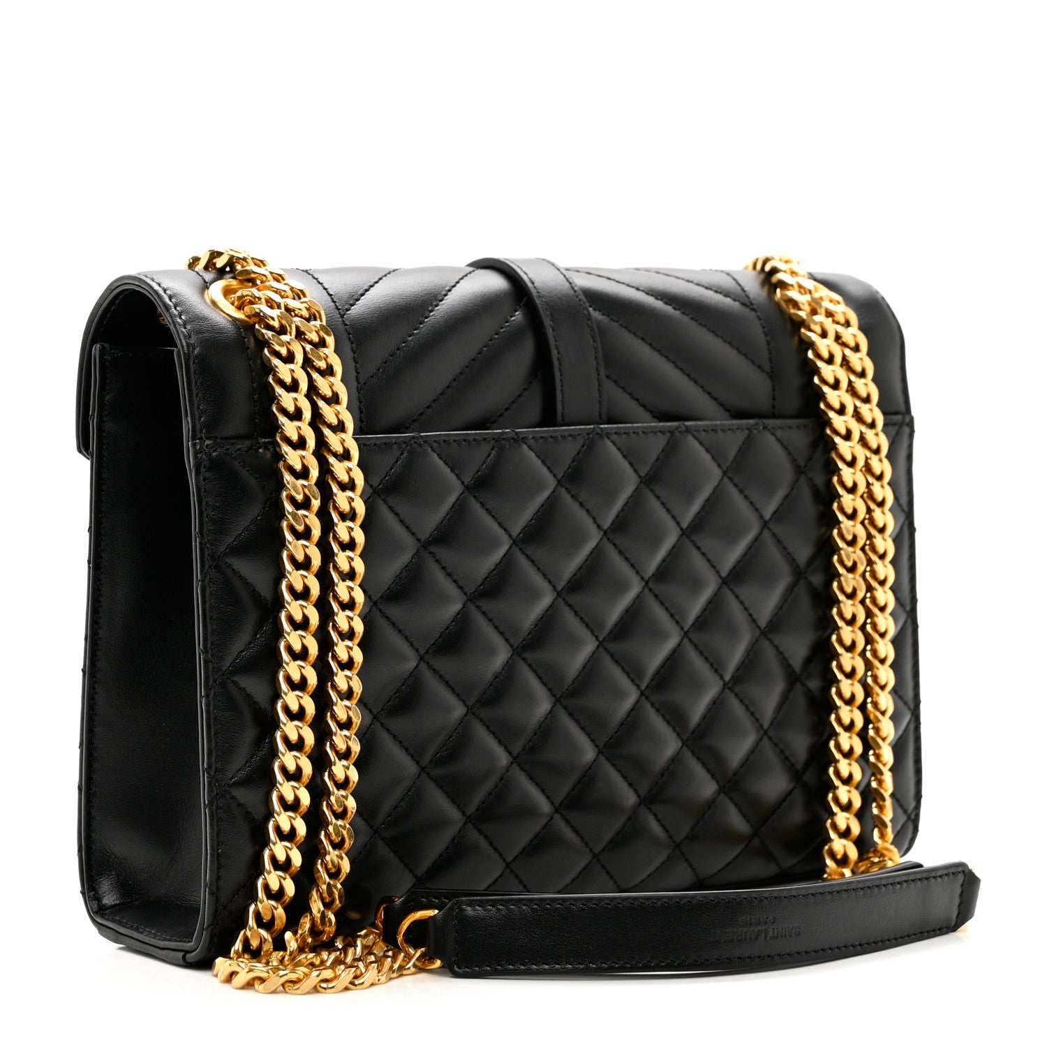 Saint Laurent Lambskin Mixed Matelasse Triquilt Medium Monogram Satchel Black 2 of 8