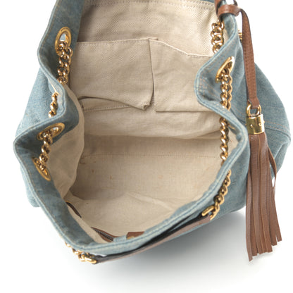 Gucci Denim Medium Soho Chain Shoulder Bag Blue 5 of 13