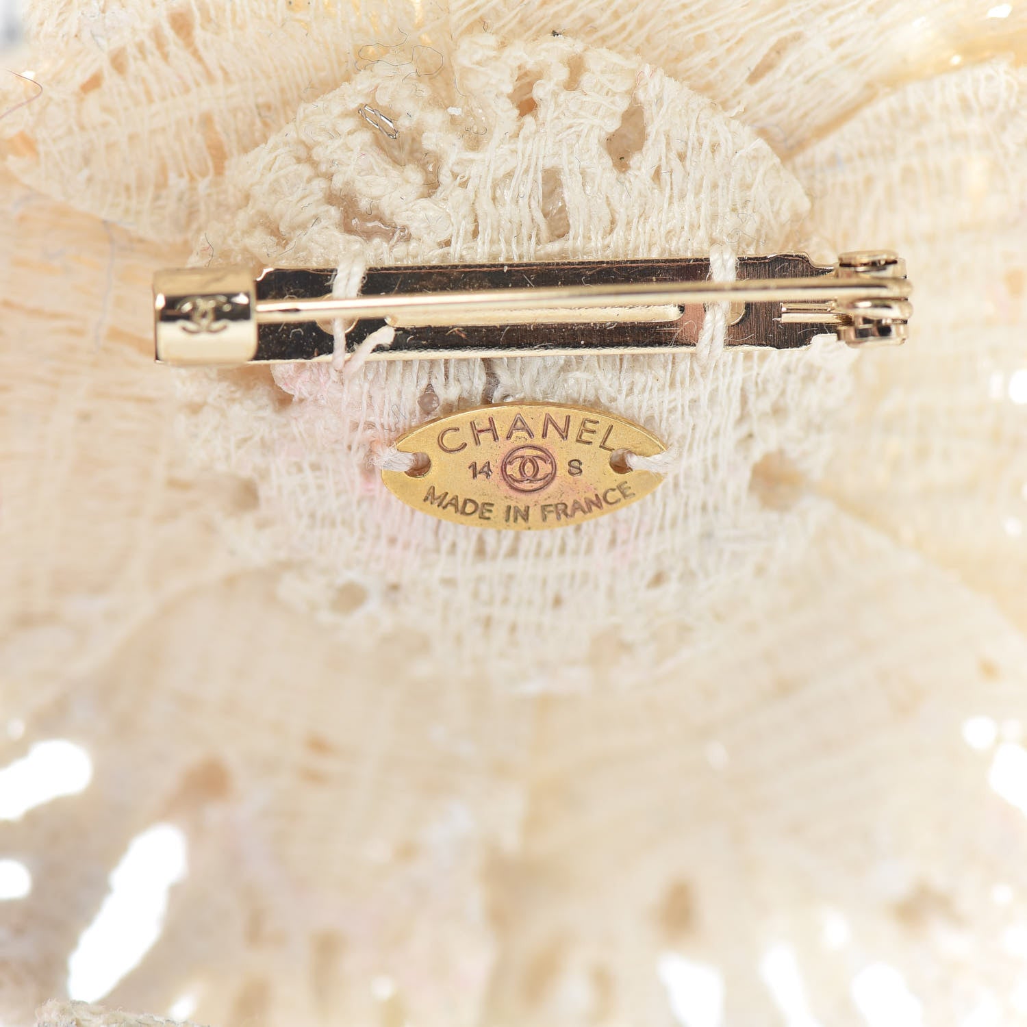 Chanel Tweed Crochet Camellia Brooch Ivory 4 of 4