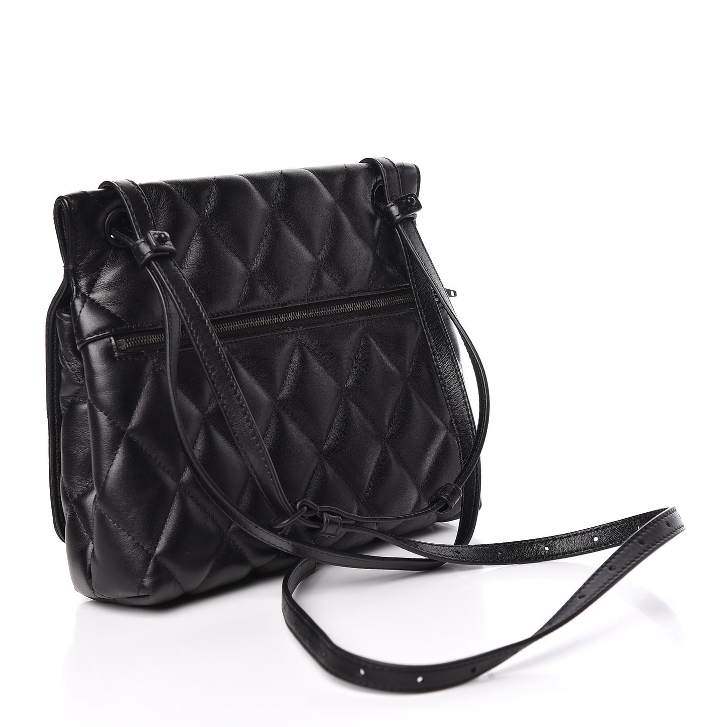 Nappa Calfskin Matelasse Medium B Logo Bag Black